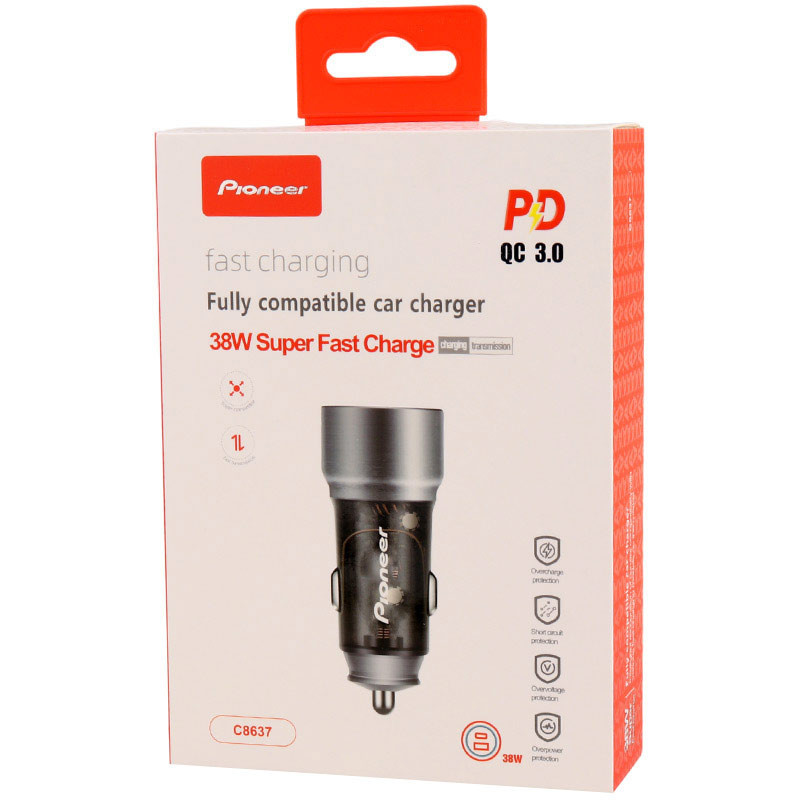 فندکی Pioneer مدل C8637 بدنه فلزی سوپر فست 38W